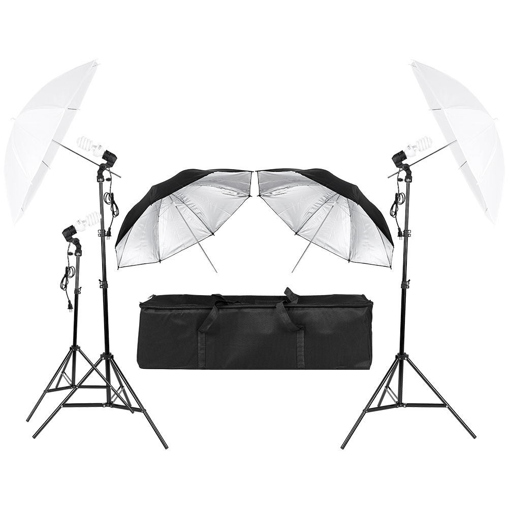 3*45W fotografía vídeo retrato - Photography Umbrella Lighting Kit reseña y precio